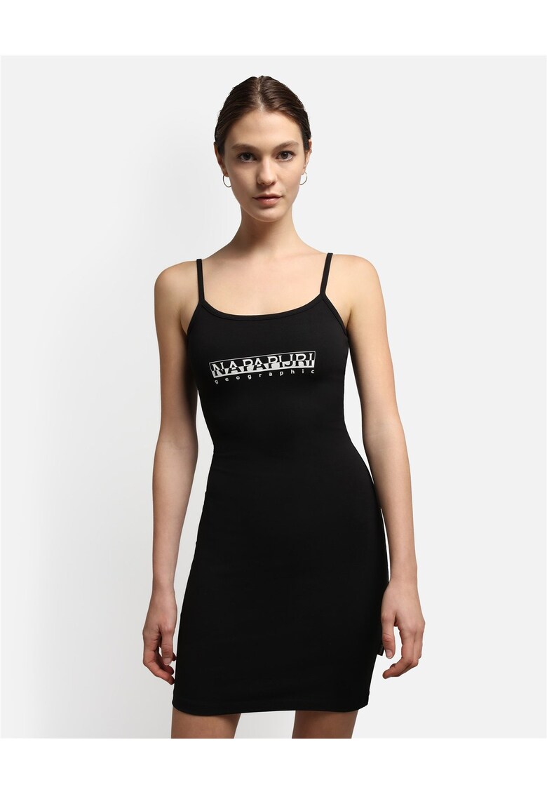 Rochie cambrata fara maneci cu logo -