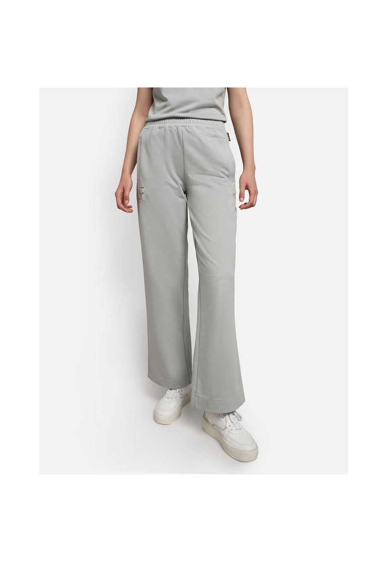 Pantaloni din amestec de bumbac cu talie medie -