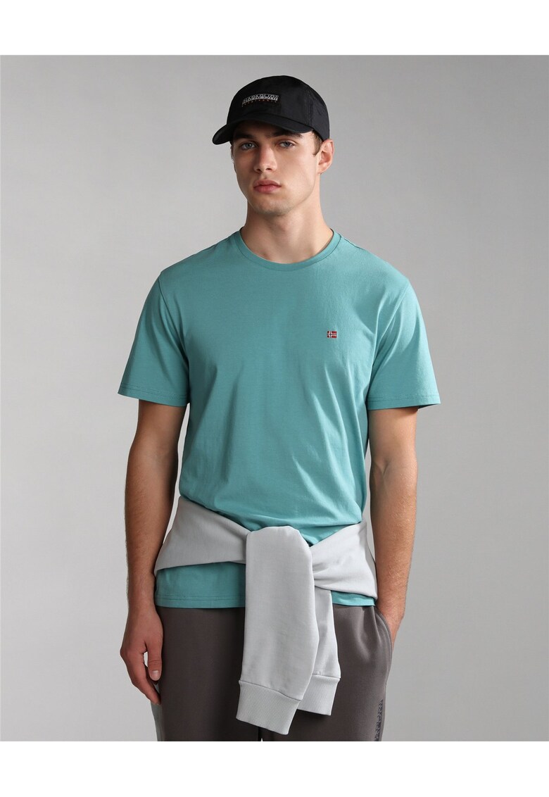 Tricou din bumbac cu decolteu la baza gatului Salis -