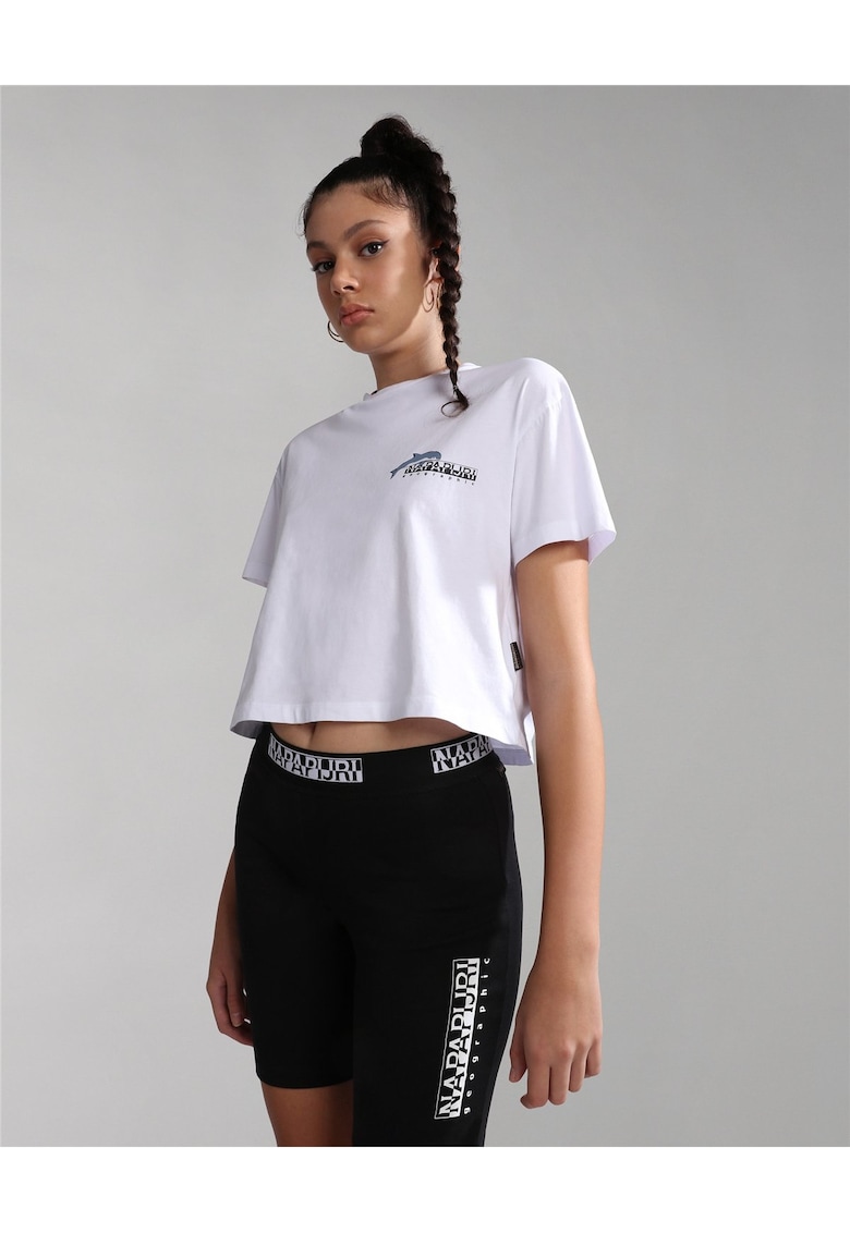 Tricou crop cu imprimeu pe spate Chira -