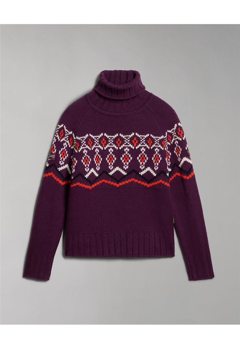 Pulover tricotat din amestec de lana pe gat Nathaniel -