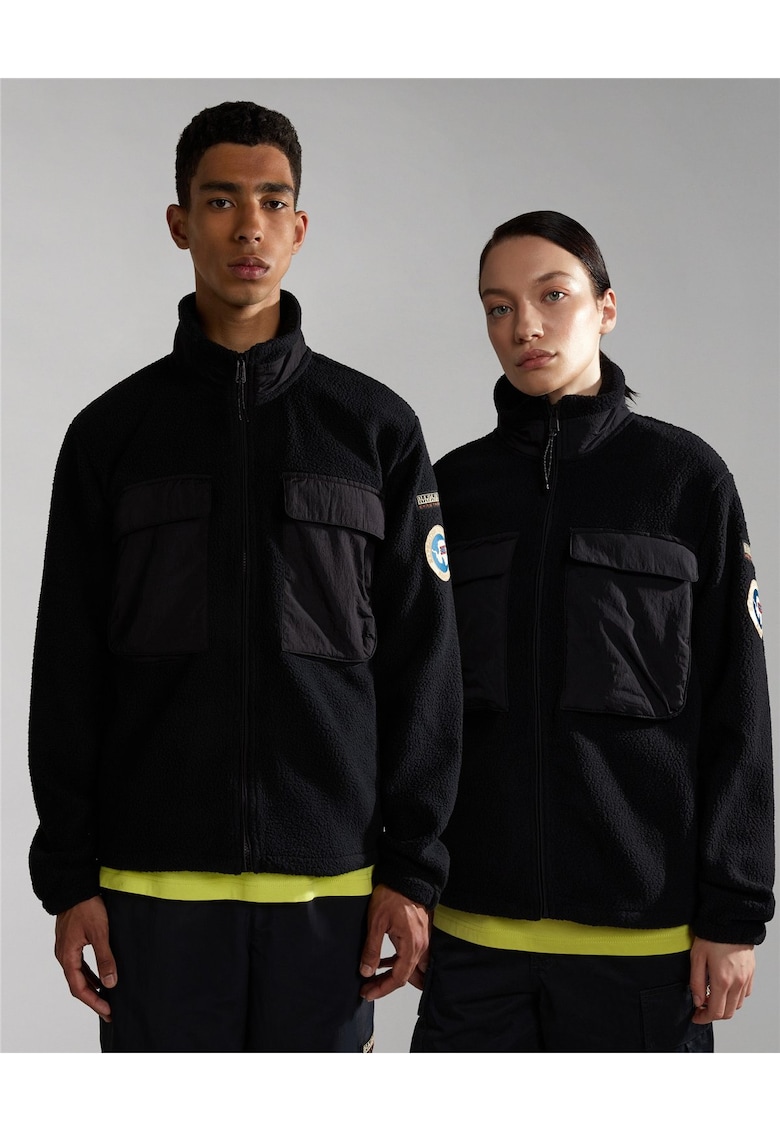 Bluza fleece unisex cu fermoar si buzunare pe piept Step -