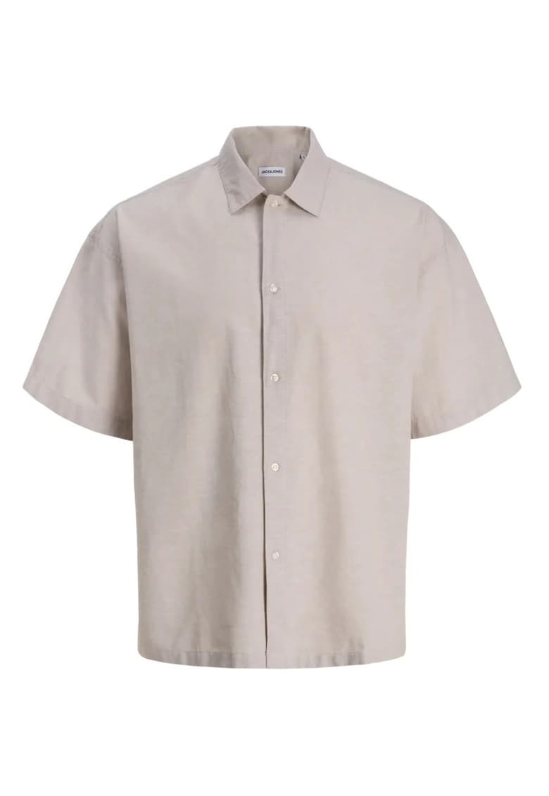 Camasa oversize cu maneca scurta barbati - din amestec de in - Bej