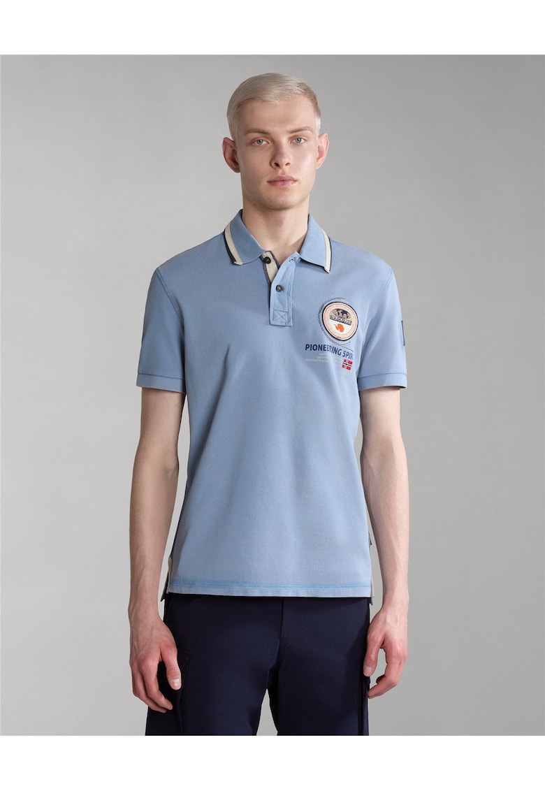 Tricou din bumbac polo cu detalii logo brodate Gandy