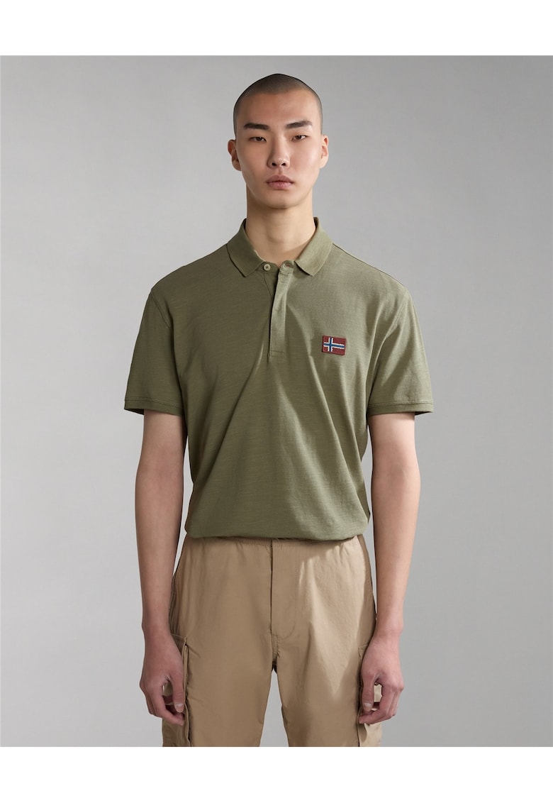 Tricou din bumbac piqué cu detaliu logo Ebea -