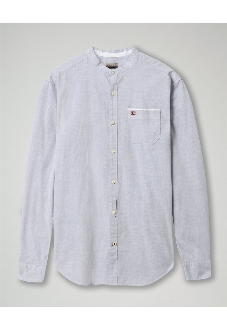 Camasa din amestec de in cu guler Mao Griante