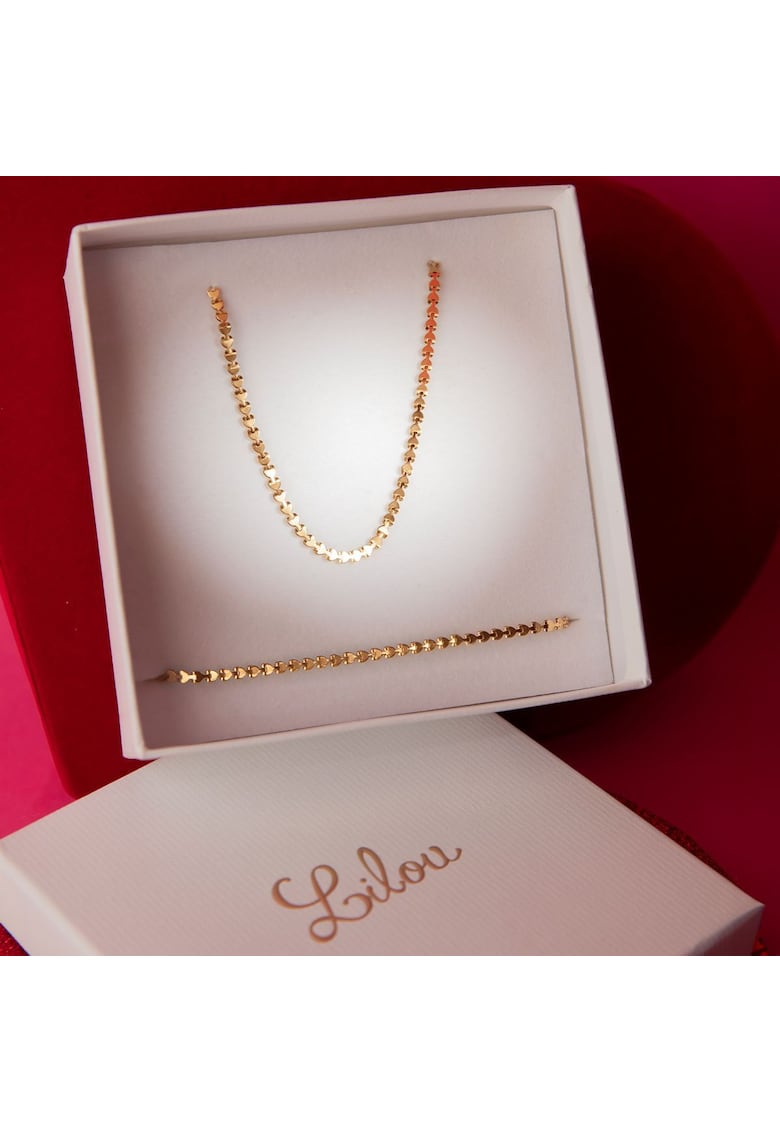 Set de colier si bratara din otel placat cu aur 18K