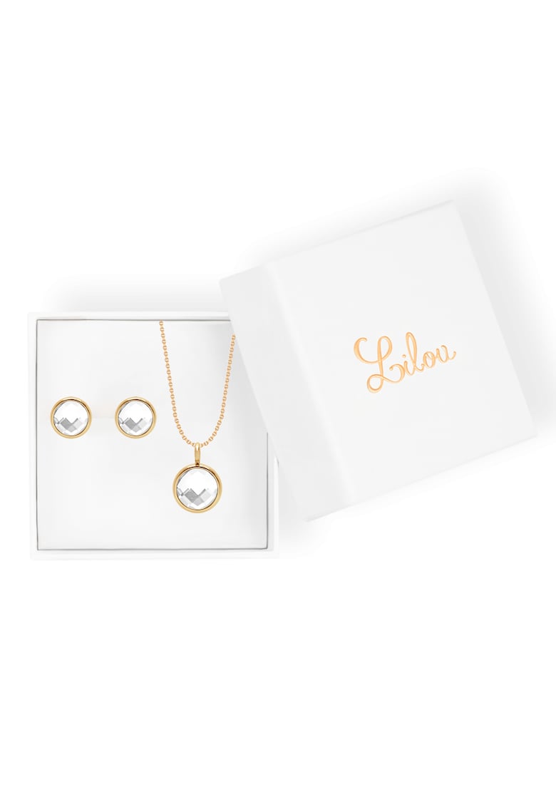 Set de colier si cercei decorate cu cristale multifatetate Trust