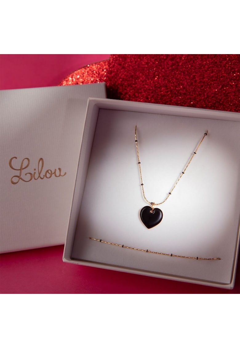 Set de colier cu pandantiv si bratara placate cu aur 18K Love is love