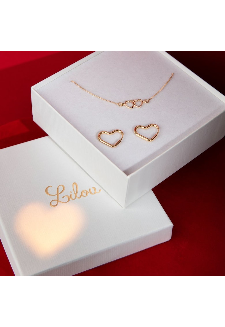 Set de colier si cercei cu motive in forma de inimioara Hearts