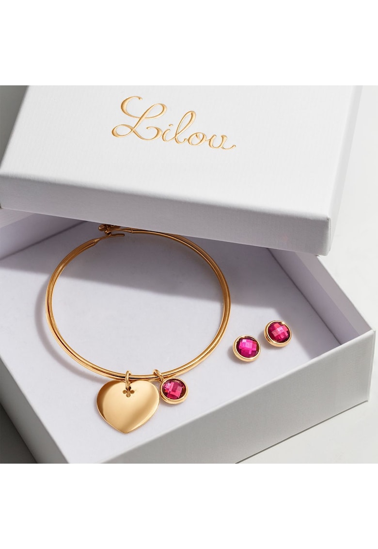 Set de cercei si bratara rigida din otel inoxidabil Penelope