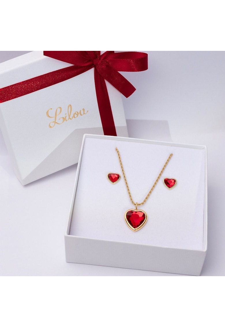 Set de colier cu pandantiv si cercei cu cristale fatetate Icons