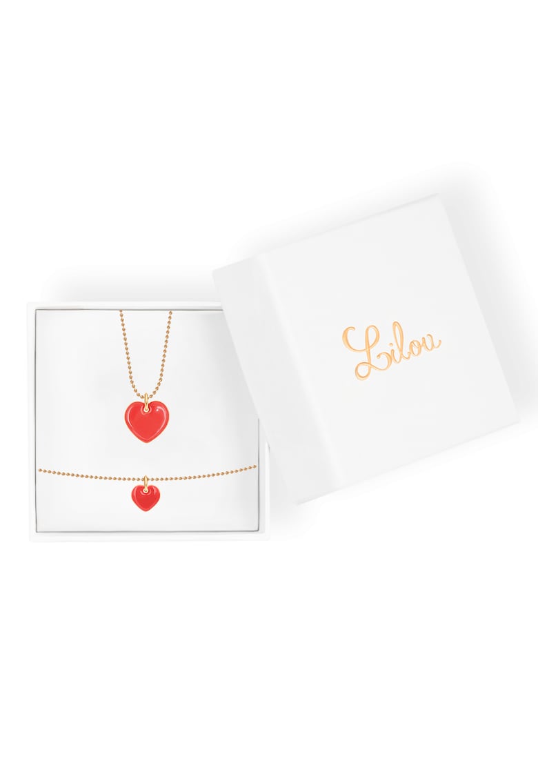 Set de colier si bratara placate cu aur 18 k Love is red