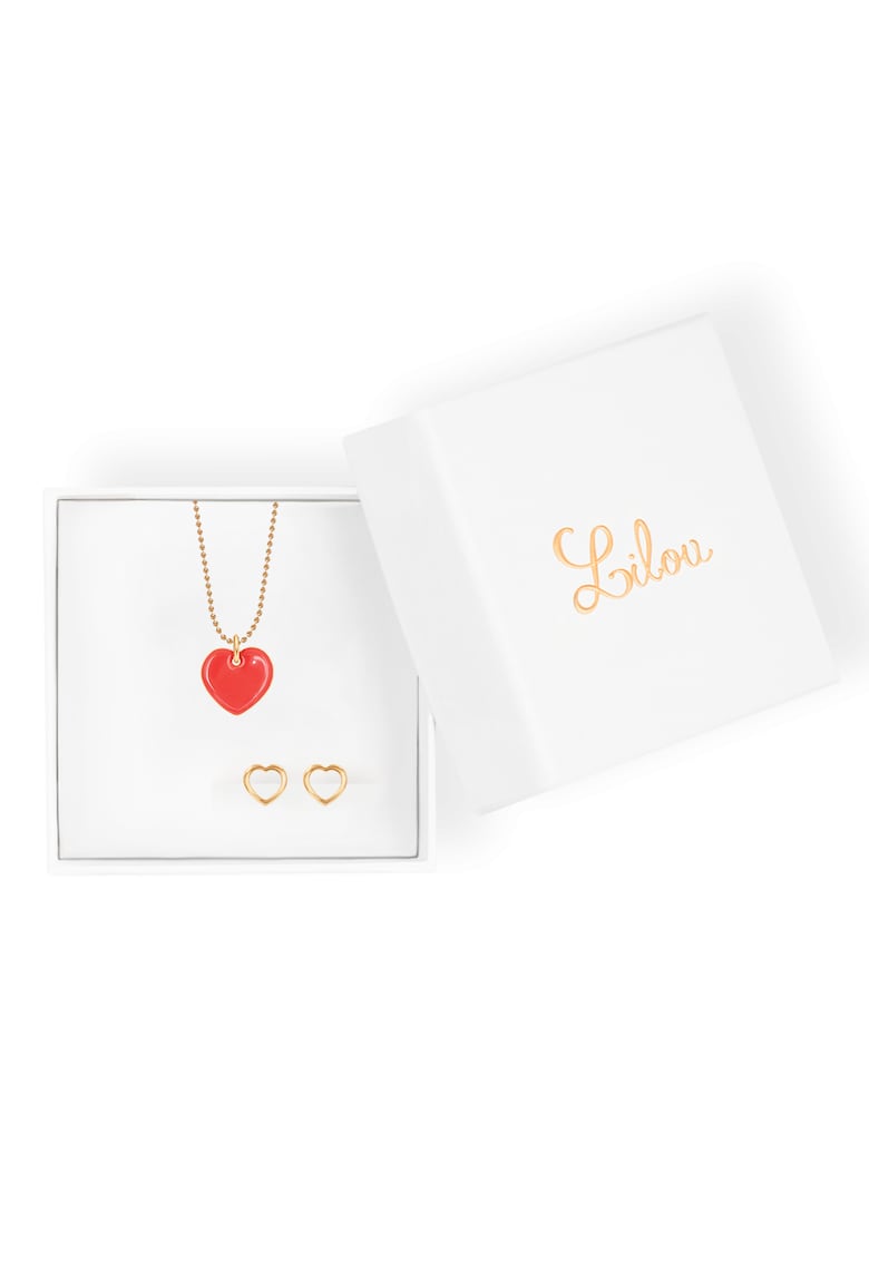 Set de cercei si colier cu pandantiv pictat manual