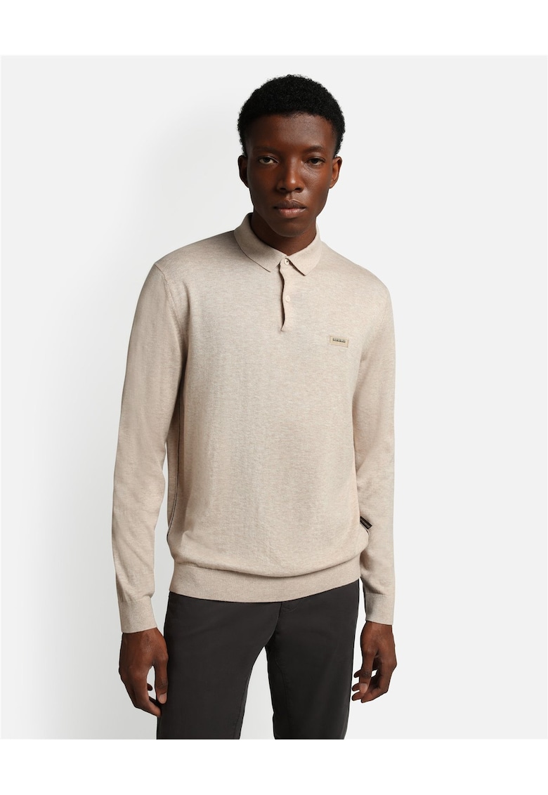 Pulover tricotat fin din amestec de lana cu guler polo Sysoret -