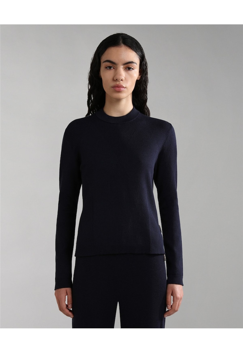 Pulover din amestec de landa cu guler rotund Sami -