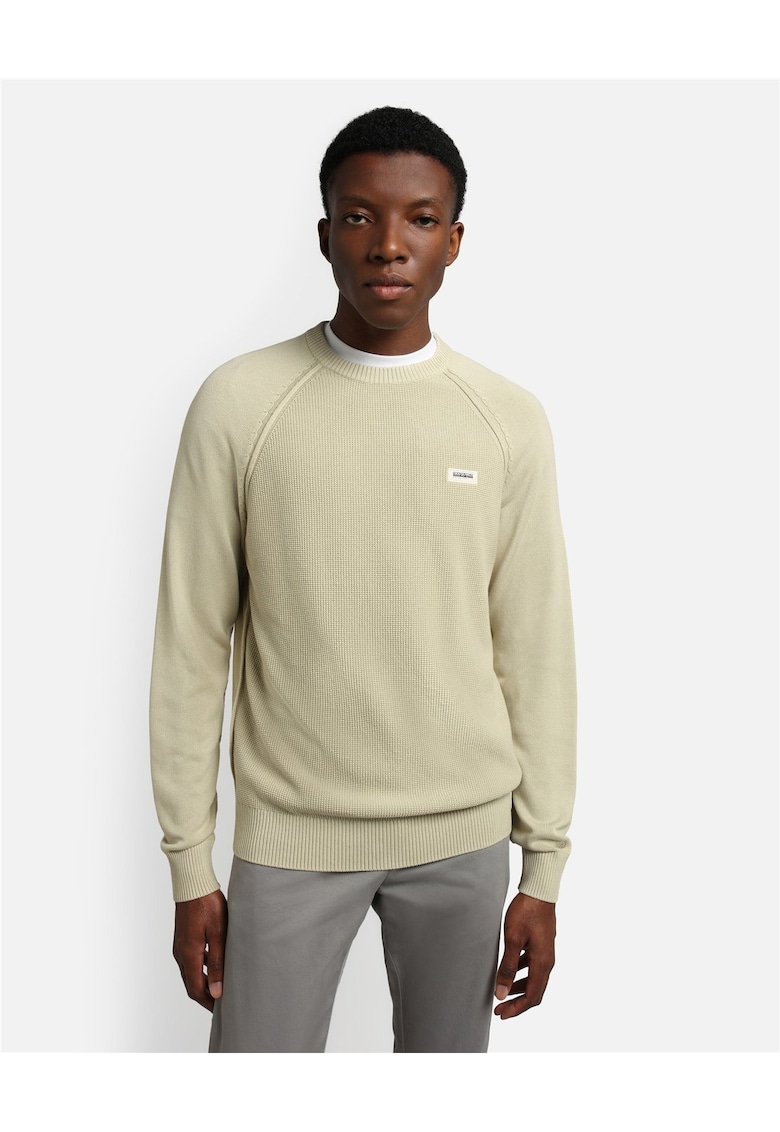 Pulover cu guler rotund si detaliu logo Delapierre -