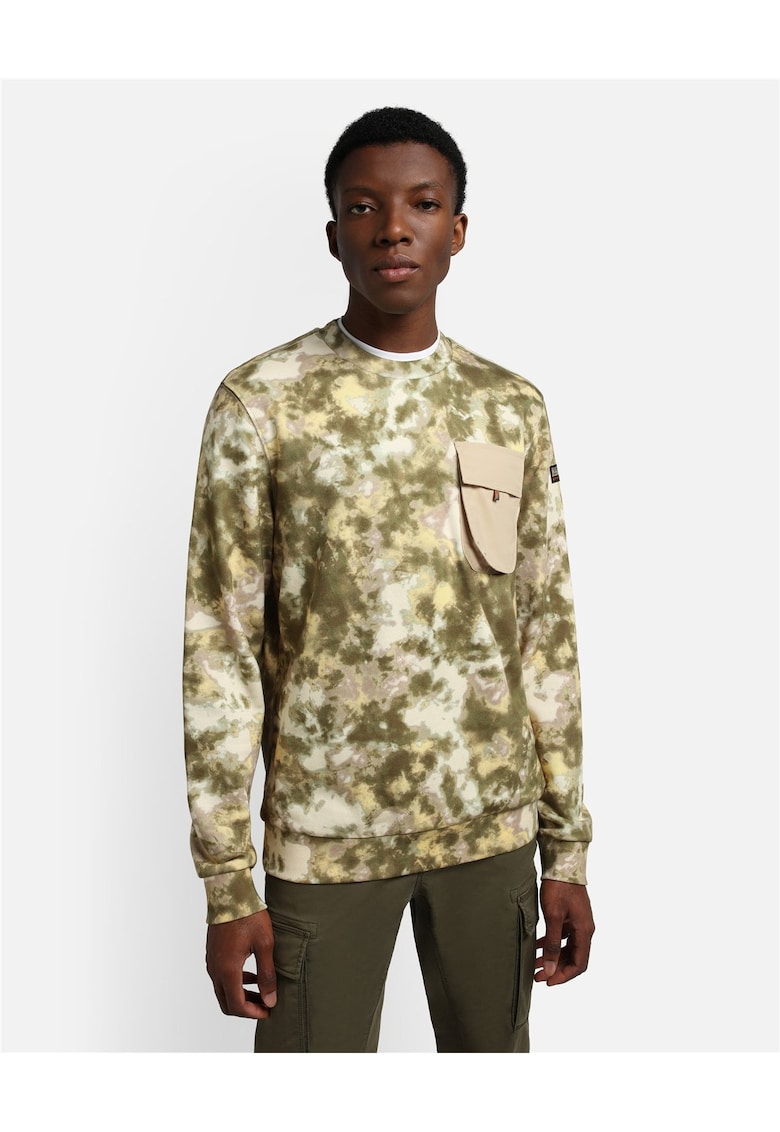 Bluzon cu model tie-dye si buzunar aplicat Amoul -