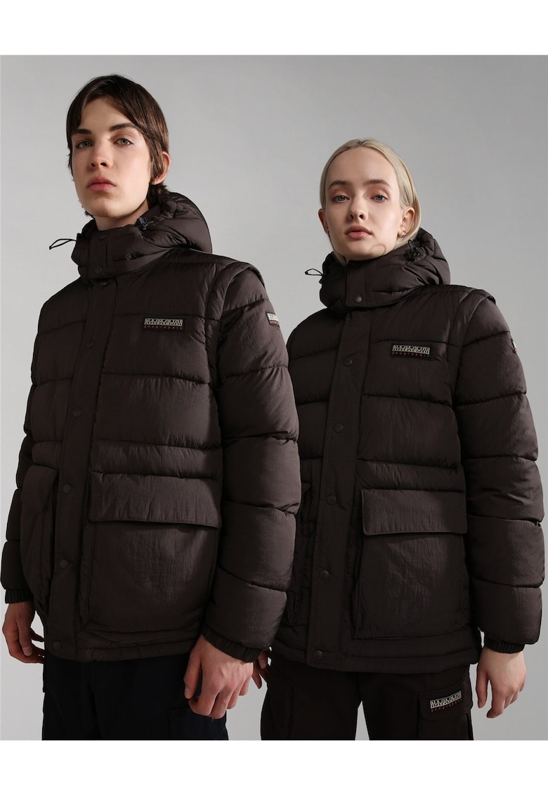 Geaca unisex cu gluga si maneci detasabile -