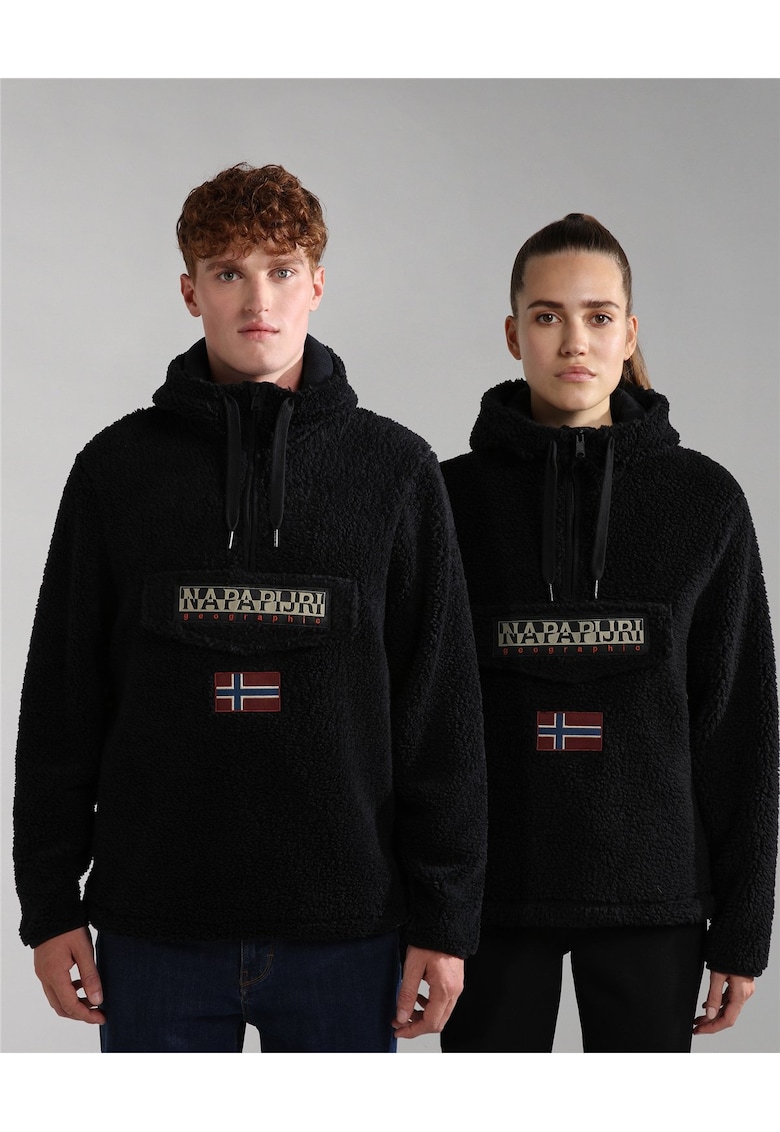 Hanorac unisex cu fenta cu fermoar si material teddy Burgee Fleecewear -