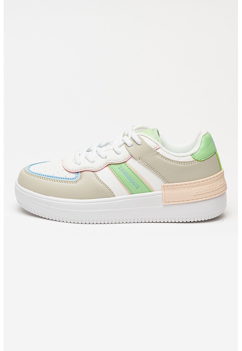 Pantofi sport din piele ecologica Freya - Alb/Verde pal