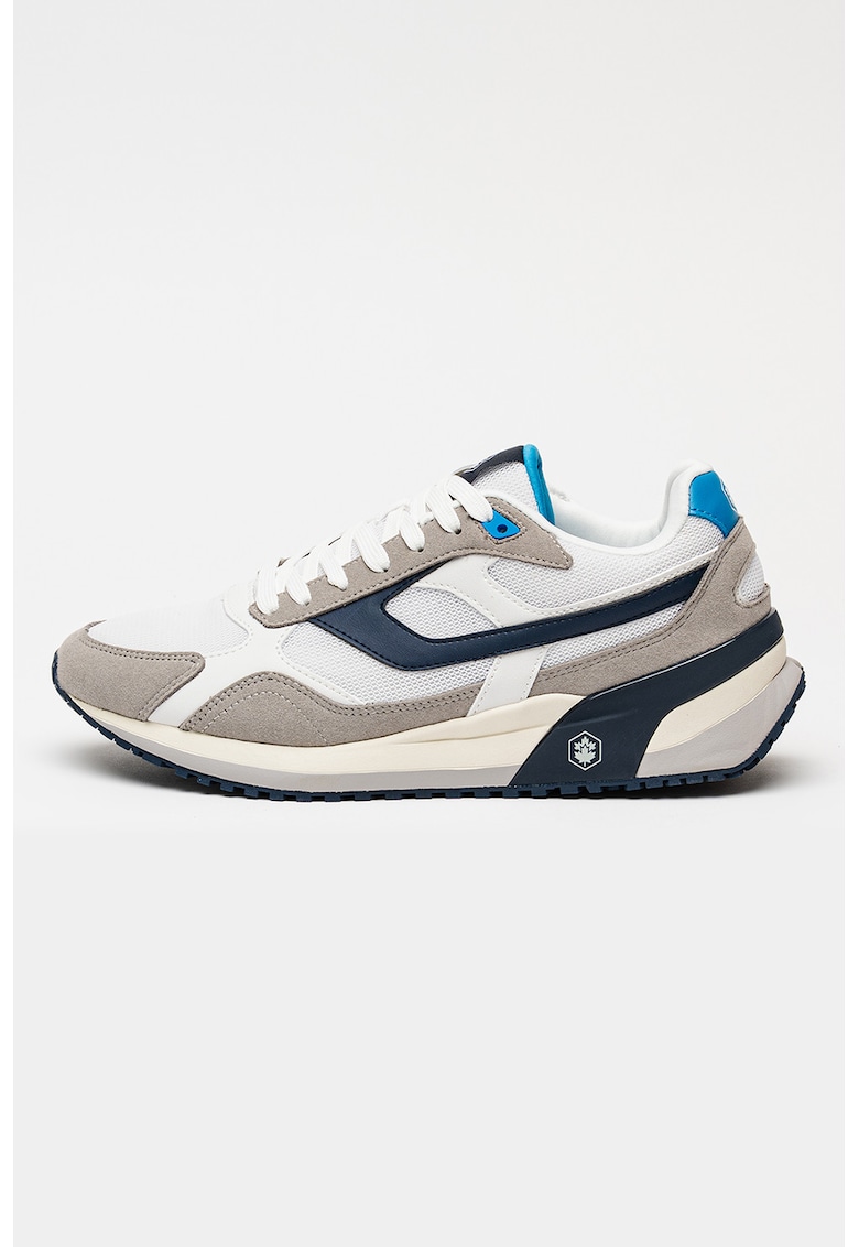 Pantofi sport din material textil cu sireturi Erre - Alb/Gri/Bleumarin