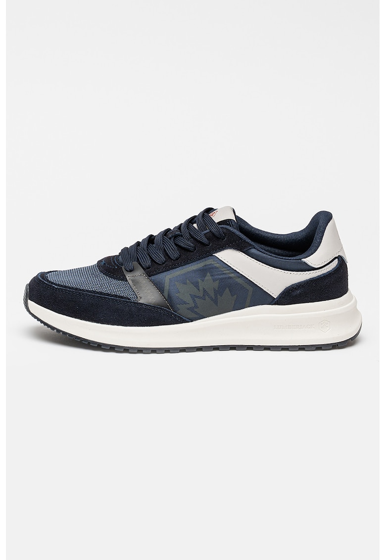 Pantofi sport cu garnituri din piele intoarsa Cascai - Alb/Bleumarin