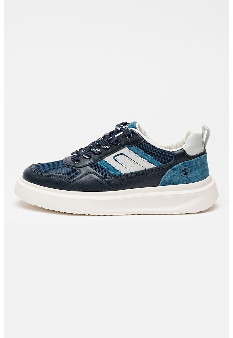 Pantofi sport din piele cu insertii din plasa Connell - Bleumarin