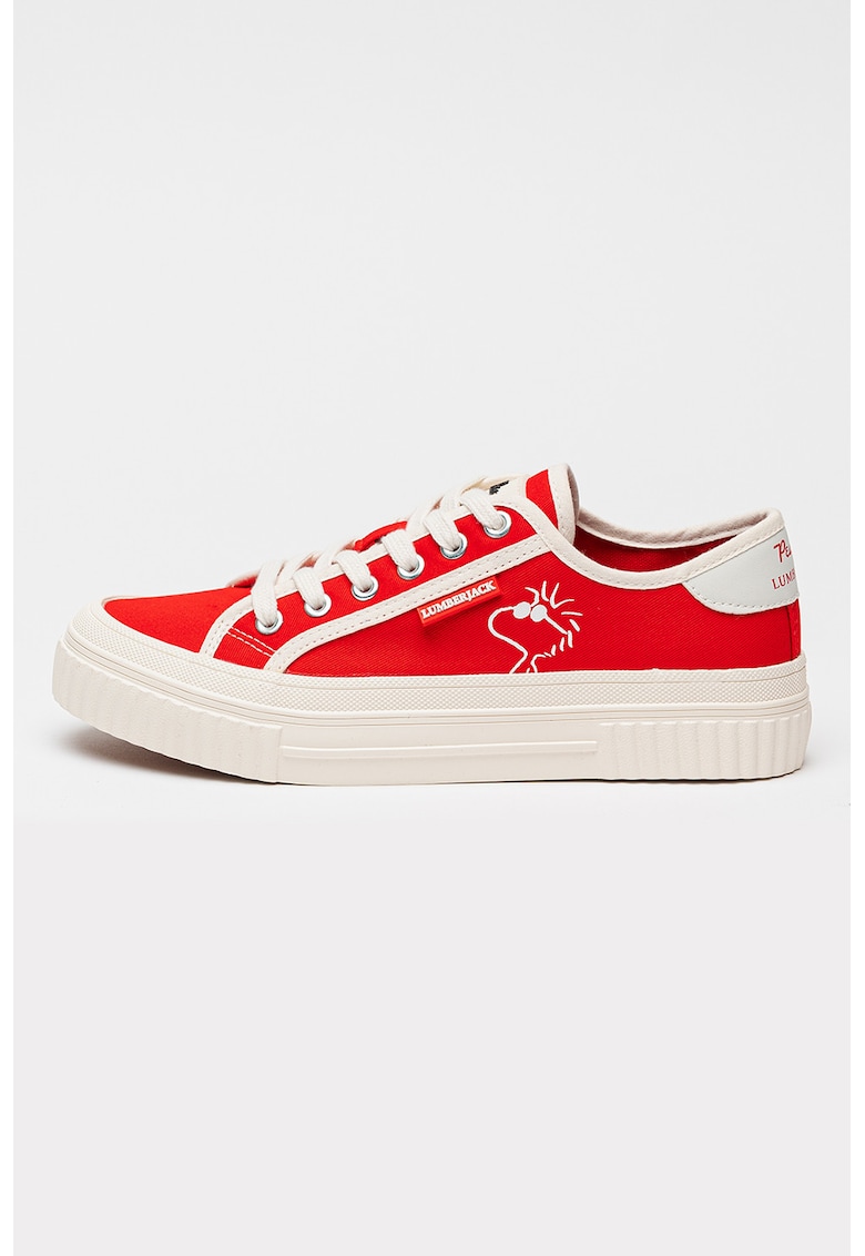 x Peanuts - Pantofi sport din material textil cu imprimeu cu Snoopy Anya - Rosu