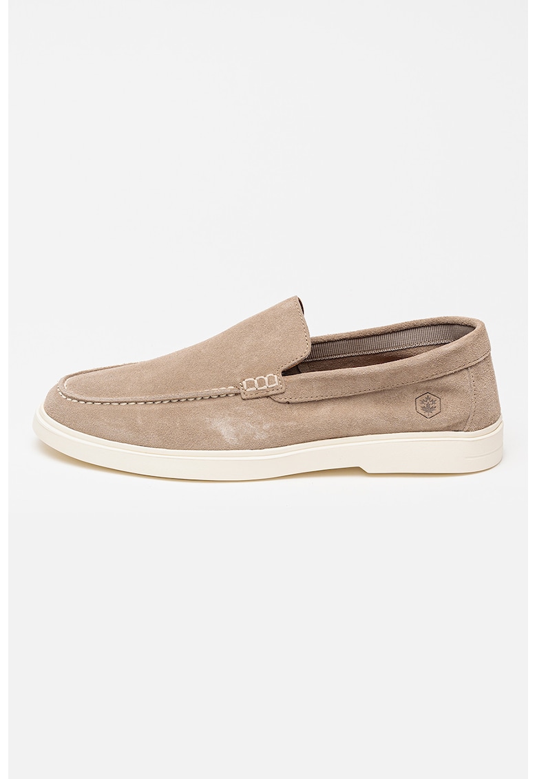 Pantofi loafer din piele intoarsa cu model uni Gold - Bej