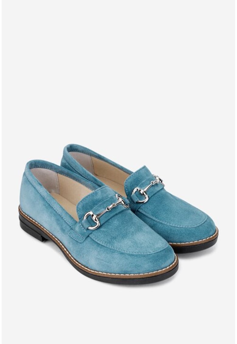 Pantofi dama din piele intoarsa bleu