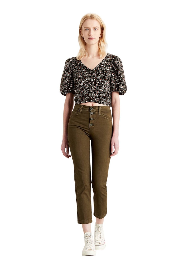 Blugi crop cu nasturi -