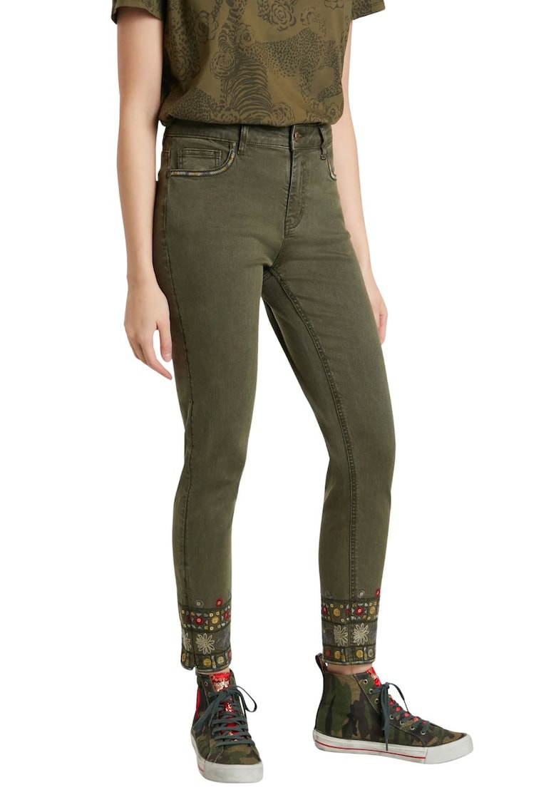Blugi skinny cu broderie Delfos -