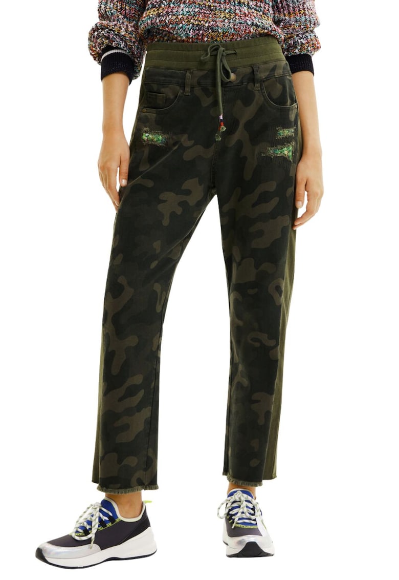 Camo pantaloni cu imprimeu camuflaj -