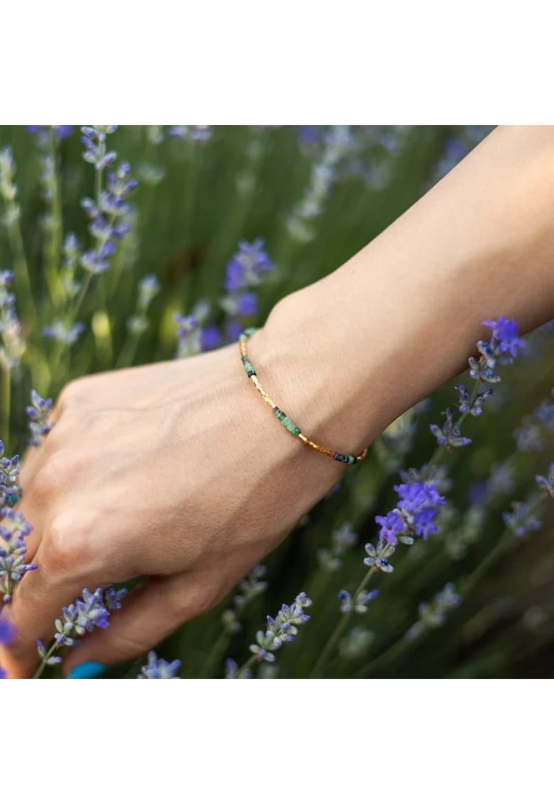 Bratara Boho din pietre semipretioase Rubin Zoisit placata cu aur de 18K - alama