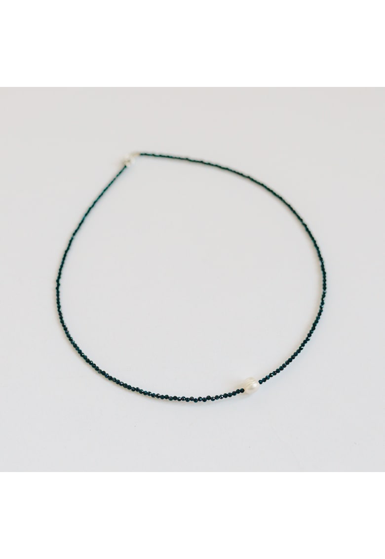 Colier - din pietre semipretioase Piatra Soarelui si perla de cultura - argint 925 - albastru