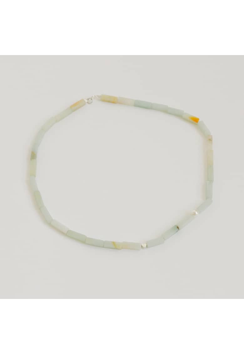 Colier argint 925 - pietre semipretioase Amazonit - perla sidef - albastru - alb