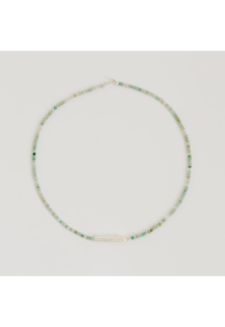 Colier pietre semipretioase Amazonit - perla de cultura baroc - argint 925 - albastru