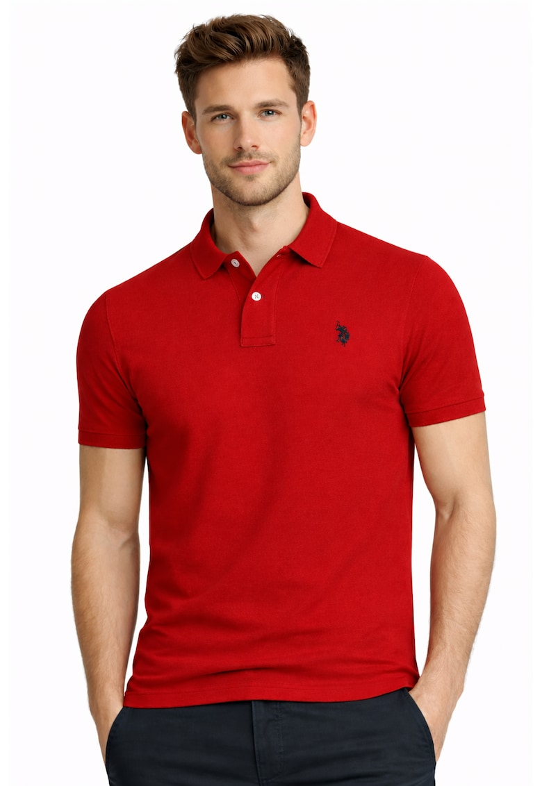 Tricou polo cu detaliu logo brodat