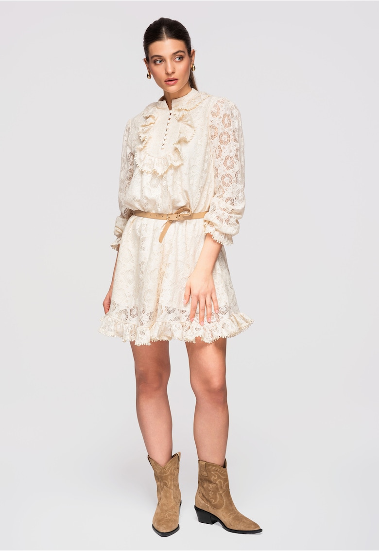 Rochie de seara midi LA-OM-DLR299 - Alb murdar