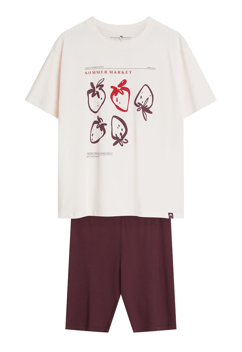 Pijama dama - Confort - Roz deschis - maro Evika - Grafic