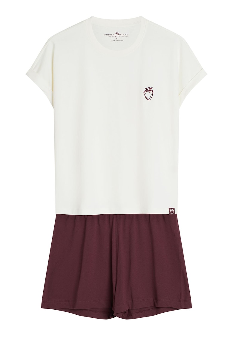Pijama dama - Uni - Alb Crem - maro Evika - Uni