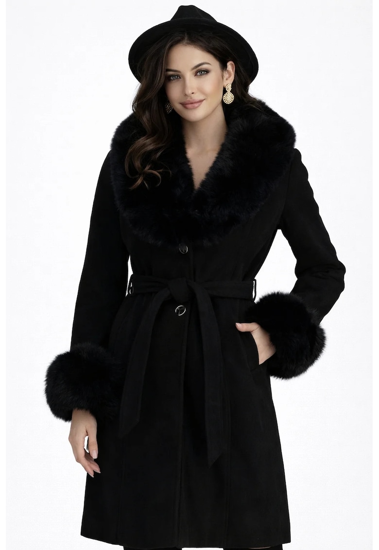 Palton din amestec de lana - Negru - Negru