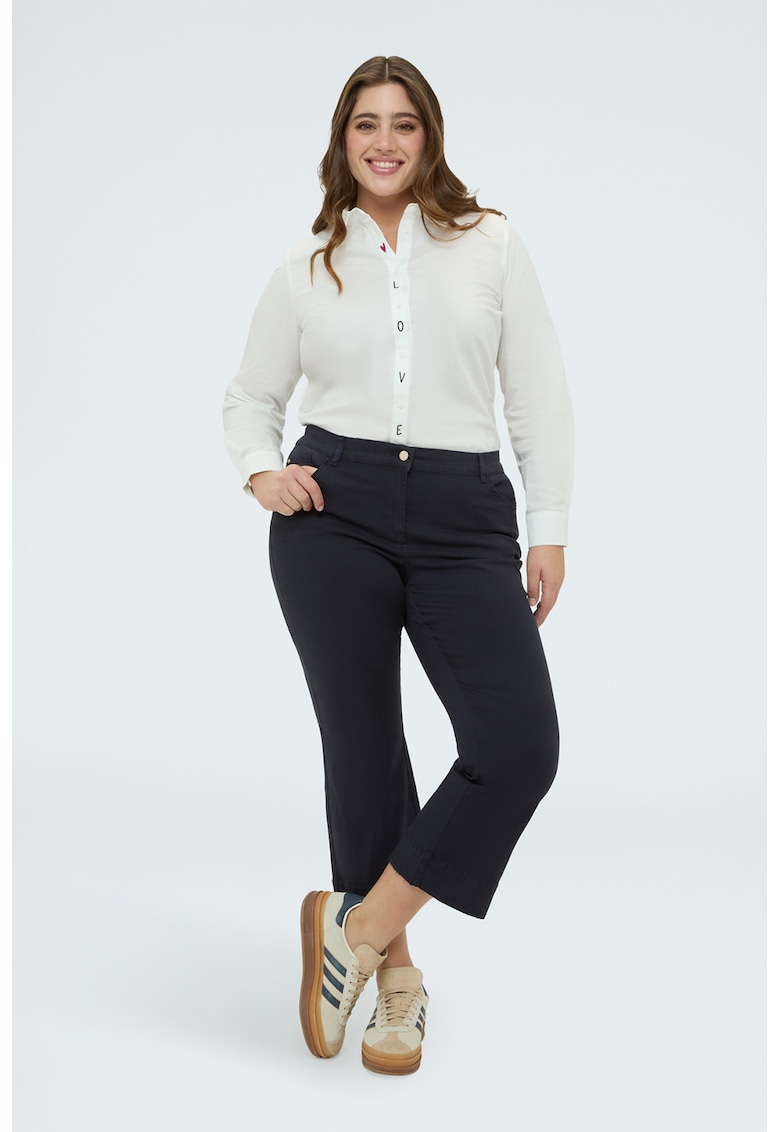 Pantaloni kick-flare cu model cu 5 buzunare - Gri carbune