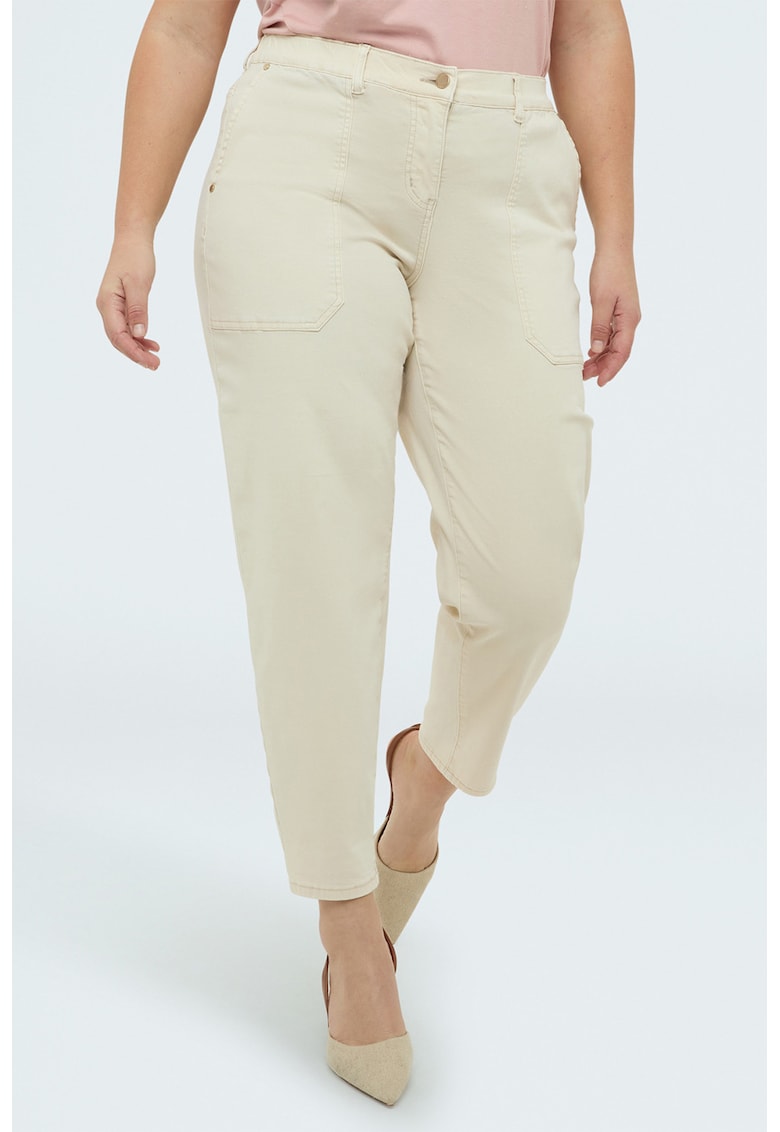 Blugi crop conici - Alb fildes