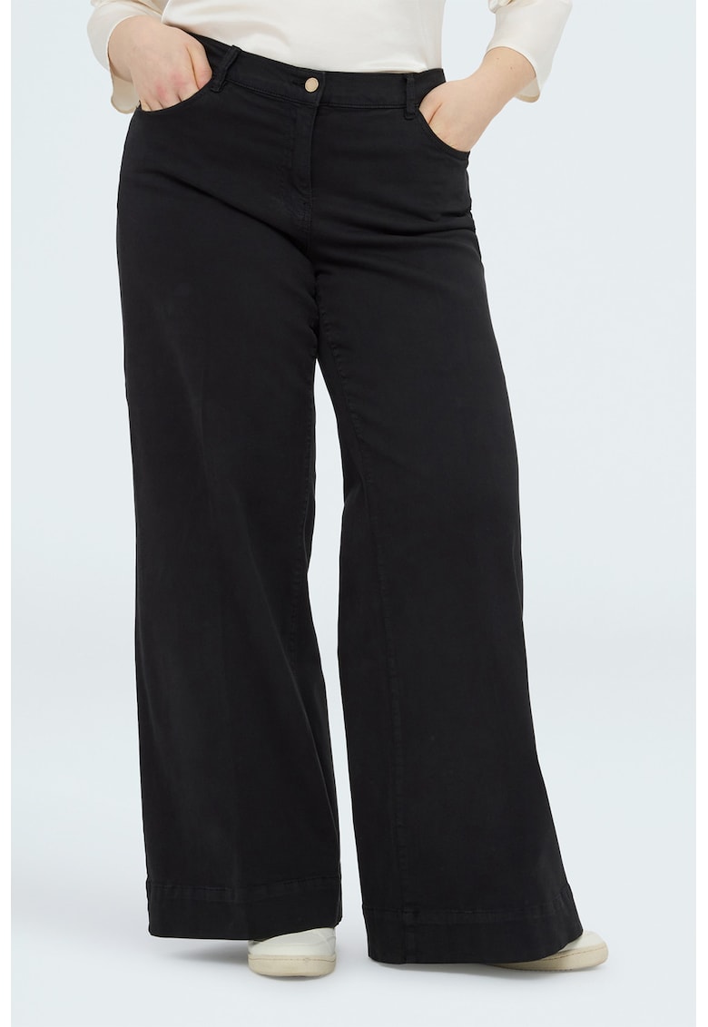 Pantaloni cu croiala ampla si talie inalta - Gri antracit