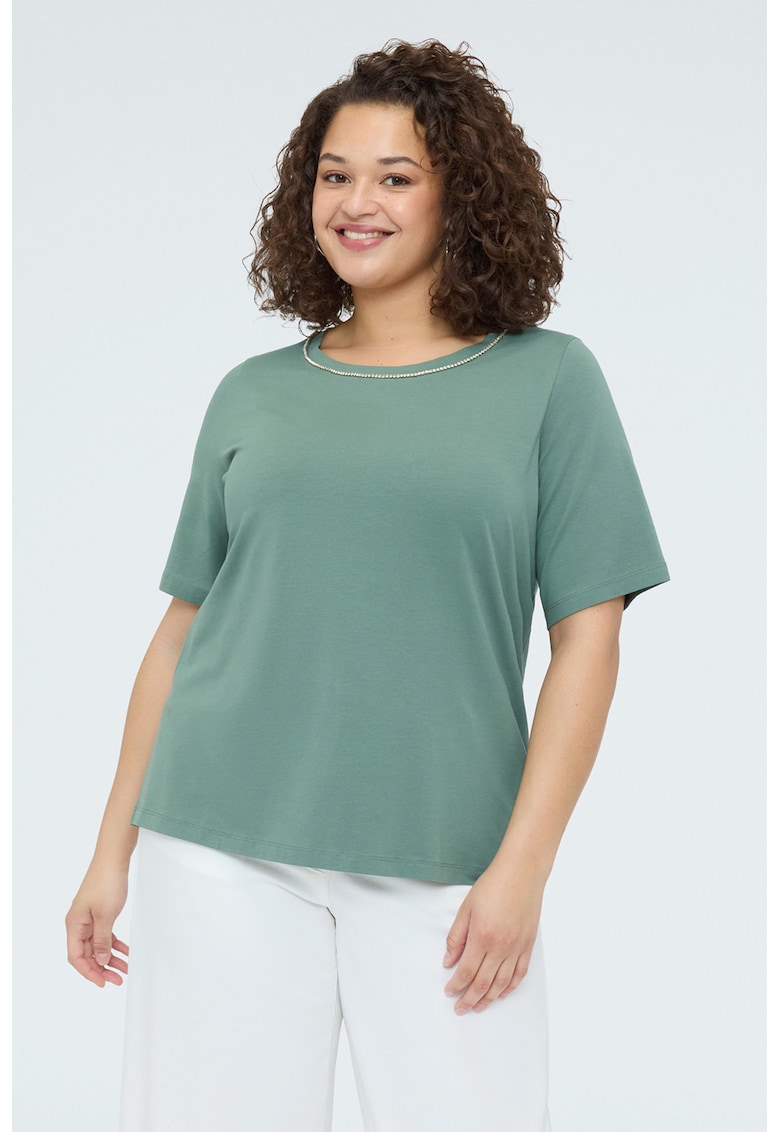 Tricou cu decolteu rotund - Verde aquamarin