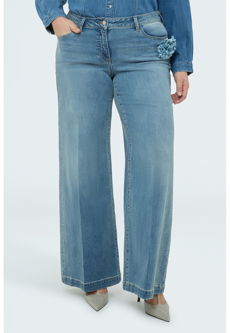 Blugi ampli cu strasuri - Albastru lavanda