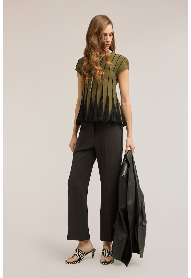Pantaloni kick-flare cu talie inalta - Gri antracit