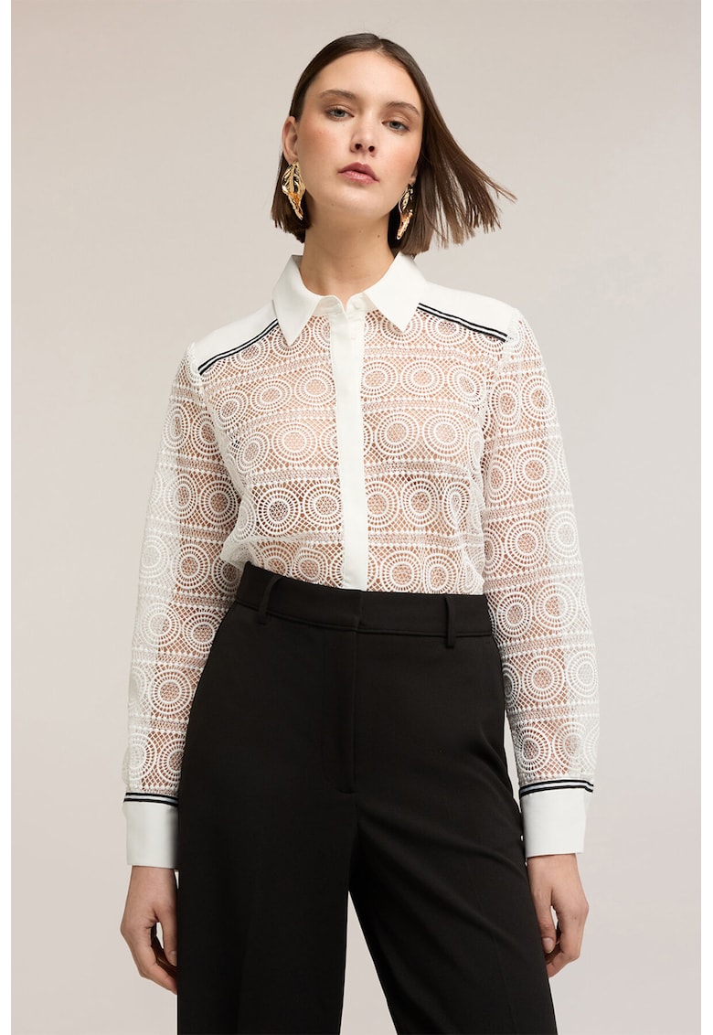 Bluza cu design cu decupaje - Alb/Negru